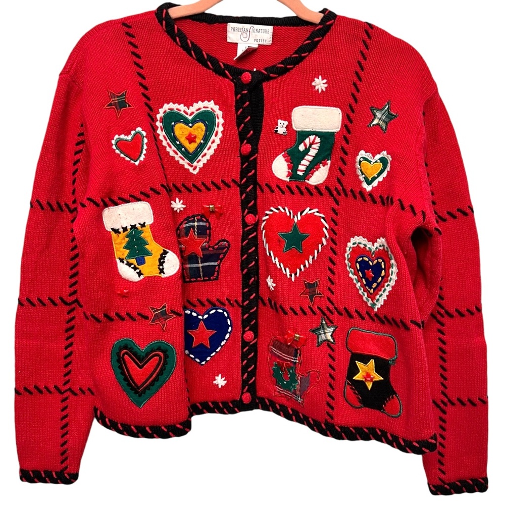 Parisian Signature Vintage Christmas Sweater Cardigan